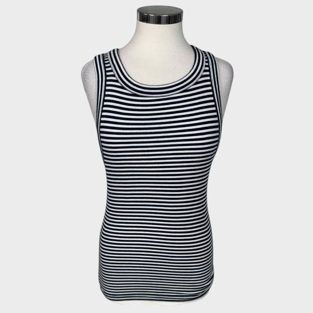 Banana Republic Factory Small Black White Striped Ribbbed Tank Top